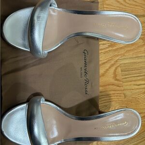 Gianvito Rossi Silver Slide Sandals